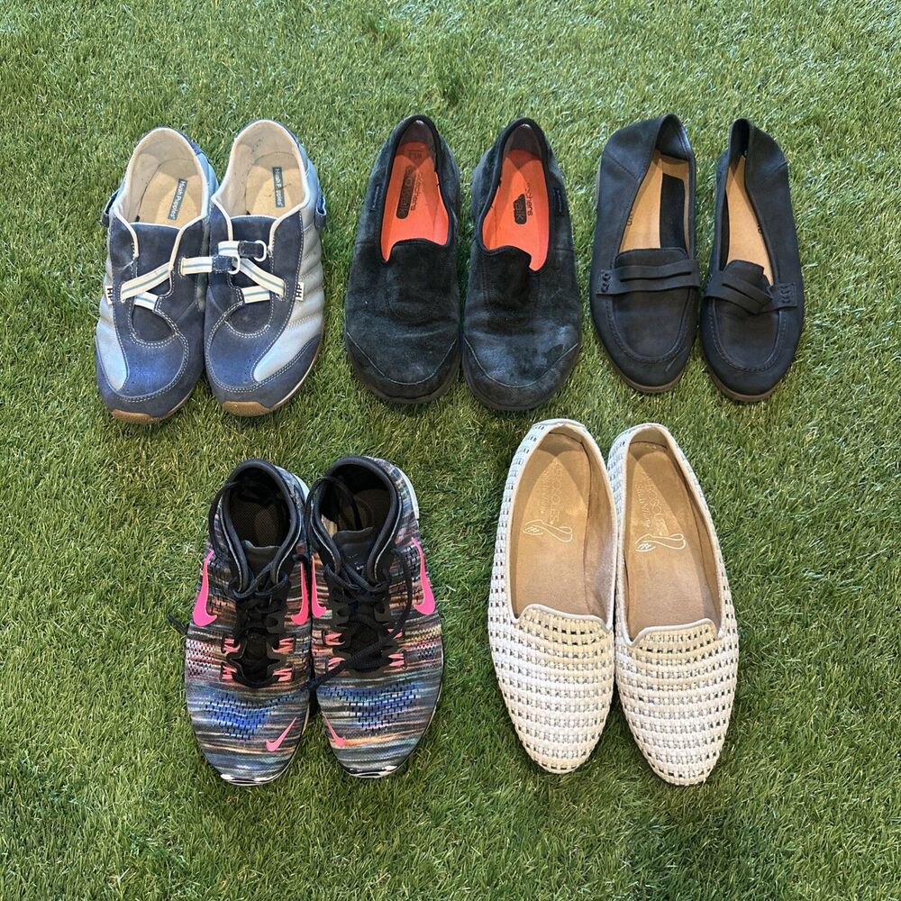 Lot Of 5 Women’s Shoes Hush Puppies, Nike, Skechers, Lucky Brand sz 5 - 9.5